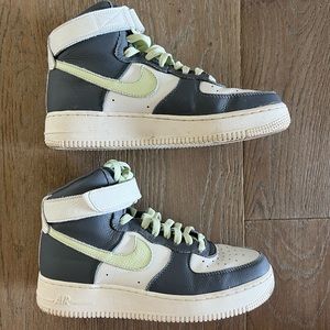 Custom made Air Force one high tops. Grey/mint green/ cream size 9